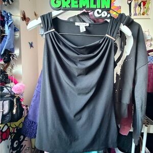 White House Black Market Elegant Black Drape Top